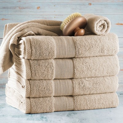 Beige Cotton 6-Piece Bath and Washcloth Towel Set