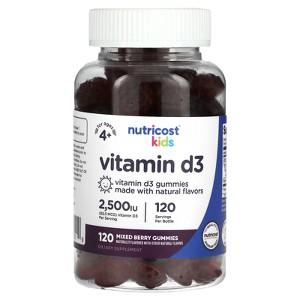 Nutricost Kids, Vitamin D3, Ages 4+, Mixed Berry, 62.5 mcg (2,500 IU), 120 Gummies - 1 of 2
