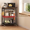 Microwave Kitchen Cart with Push Handle, 3 Tier Rolling Cart with 2 Lockable Wheels - 3 of 4