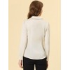 Allegra K Women's Elegant Collar V Neck Long Sleeve Work Office Satin Button Down Shirt - image 4 of 4