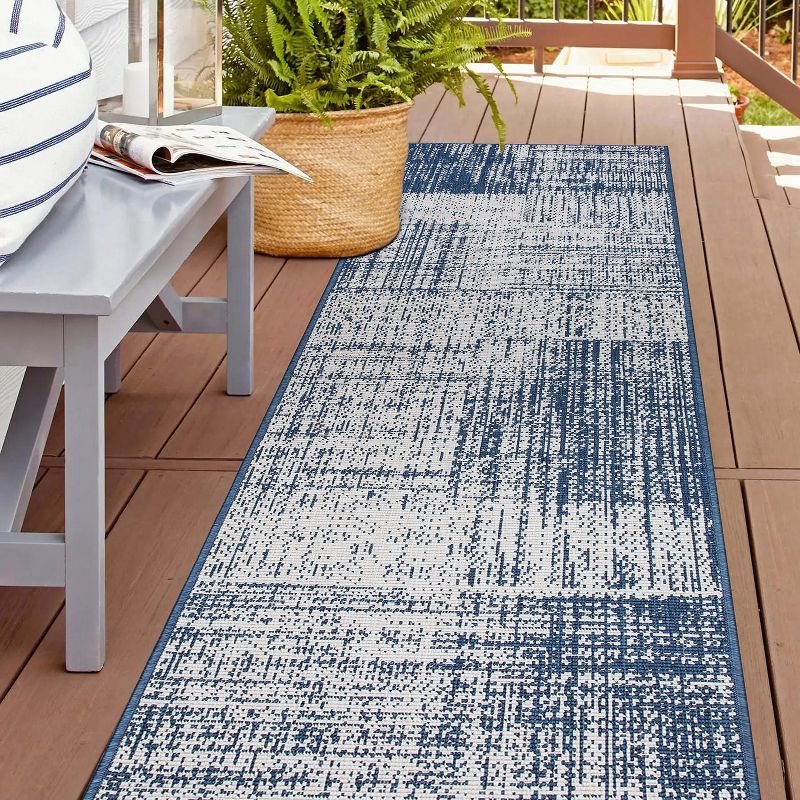 World Rug Gallery Contemporary Distressed Boxes Weather Resistant Reversible Indoor/Outdoor Area Rug, 2 of 11