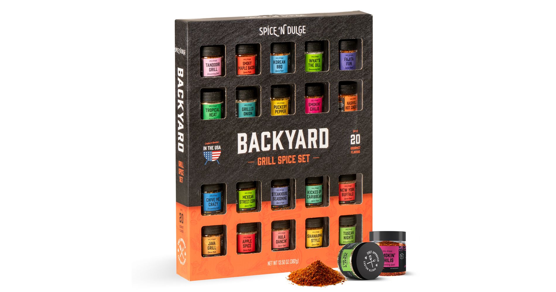 Spice ‘N Dulge Backyard Grill Spice and Seasonings Gift Set, Includes 20 Spices