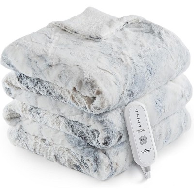 Heated Electric Throw Blanket, Fast Heating Electric Blankets with 5 Heating Levels & 4 Hours Auto Off, White Tie-Dye, 50" x 60"