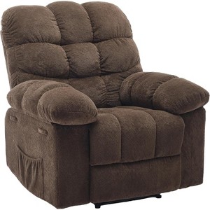 Manual recliner, ergonomic breathable fabric recliner with side pockets, single sofa, suitable for living room bedroom - 1 of 4