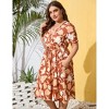 Womens Plus Size Short Sleeve Summer Dresses Criss Cross V Neck Flowy A Line Floral Midi Dress - 3 of 4
