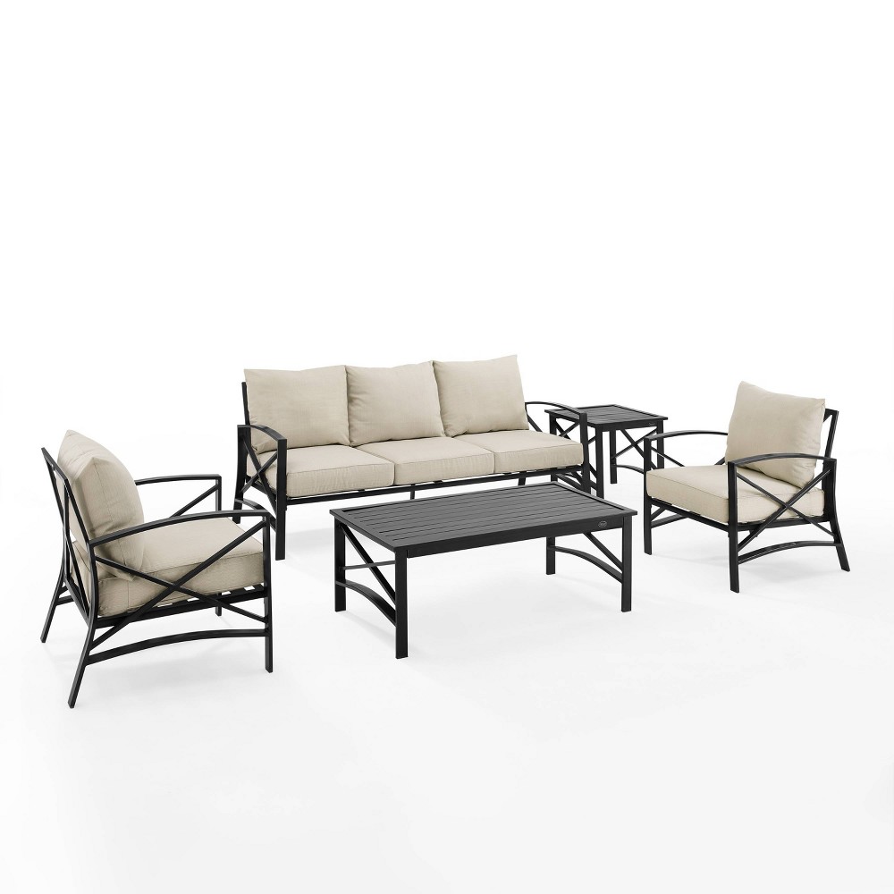 Photos - Garden Furniture Crosley Kaplan 5pc Outdoor Sofa Set - Oatmeal - : Steel Frame, Transitional 