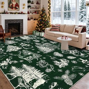 Christmas Rug Thin Washable Rug with Non Slip Rubber Backing - 1 of 4