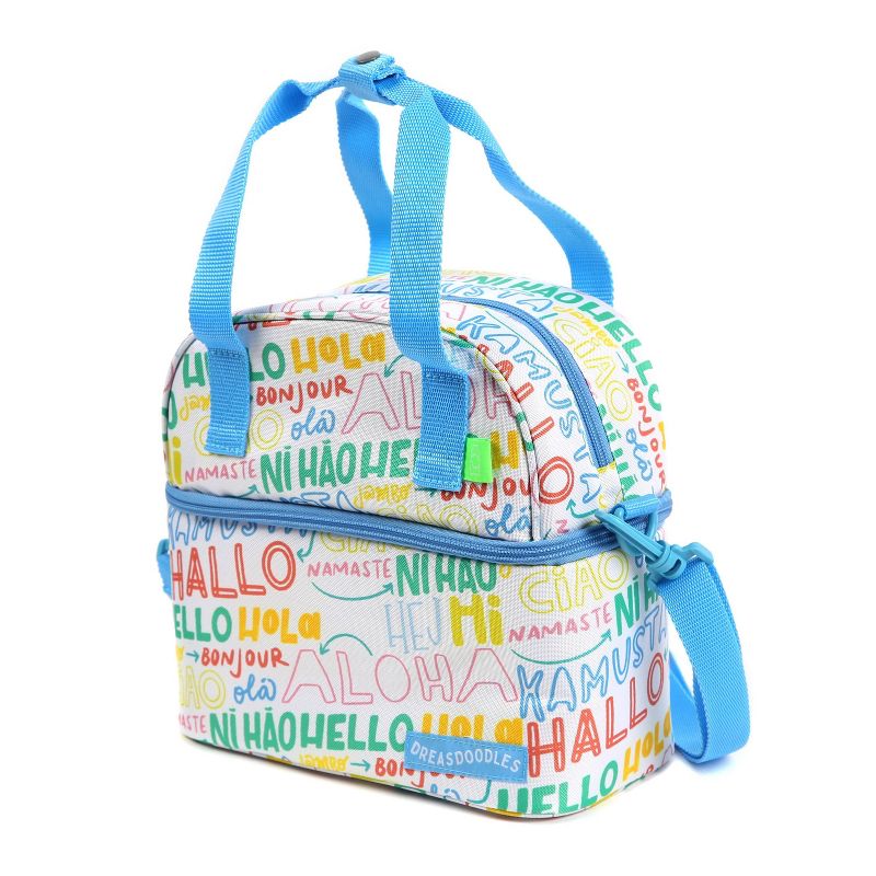 DREASDOODLES by Andrea Campos Lola Dual Compartment Lunch Bag - Hello Friends, 3 of 10