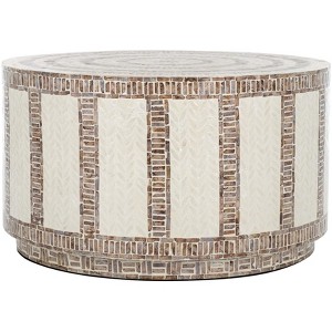 Keary Round Coffee Table - White/Gold - Safavieh - 1 of 4