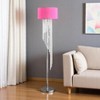 HomeRoots 53" Clear And Silver Crystal And Metal Floor Lamp With Hot Pink Linen Drum Shade - 2 of 4