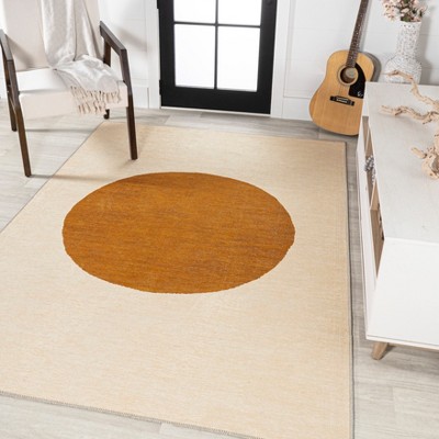 Scandinavian Cream/Rust Geometric 9' x 12' Easy-Care Synthetic Rug