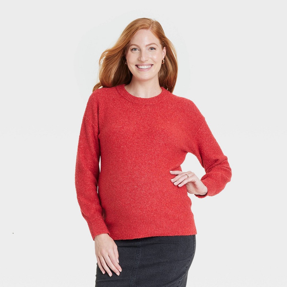 Cozy Crew Neck Maternity Sweater - Isabel Maternity by Ingrid & Isabel™ Red XXL