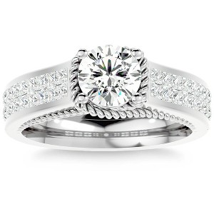Pompeii3 1 3/4Ct Diamond & Moissanite Designed Accent Engagement Ring in 10k Gold - 1 of 4