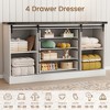 Farmhouse Dresser for Bedroom w/4 Drawers & Sliding Barn Doors,Chest of Drawers,Rustic Dresser TV Stand w/Shelf,Organizer for Living Room,Entryway - 4 of 4