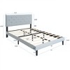 Gulches Light  Gray Upholstered Frame Queen Platform Bed with Tufted Headboard Wood Slat Support 600LBS Easy Assembly  Gray - 3 of 4