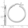 Black Bow Jewelry 2mm Polished Sterling Silver Round Hoop Earrings, 25mm (1 in) - 4 of 4