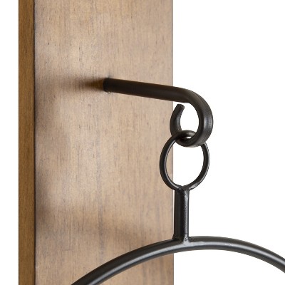 Rustic Brown Wood and Metal Wall Sconce with Glass Cylinder