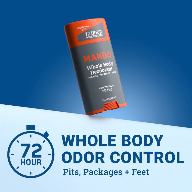 Mando Whole Body Deodorant - Men&#39;s Aluminum-Free Smooth Solid Stick Deodorant - Mt Fuji - 2.6oz, 4 of 12