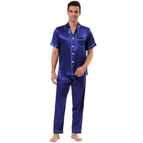 Summer Pajamas 3XL Men Silk Satin Pullover Shorts 2 Piece Set Sleepwear Man  Pajama Home Clothes