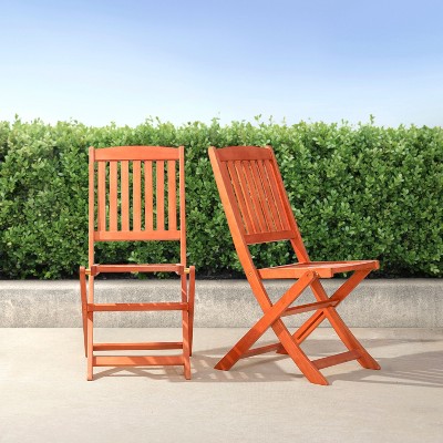 PAGED Outdoor Dining Chairs Wood Folding Chairs with Slatted Back and Slatted Seat for Patio, Outside, Lawn
