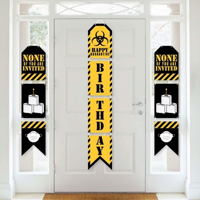 Big Dot of Happiness Happy Quarantine Birthday - Hanging Vertical Paper Door Banners - Social Distancing Party Wall Decor Kit- Indoor Door Decor