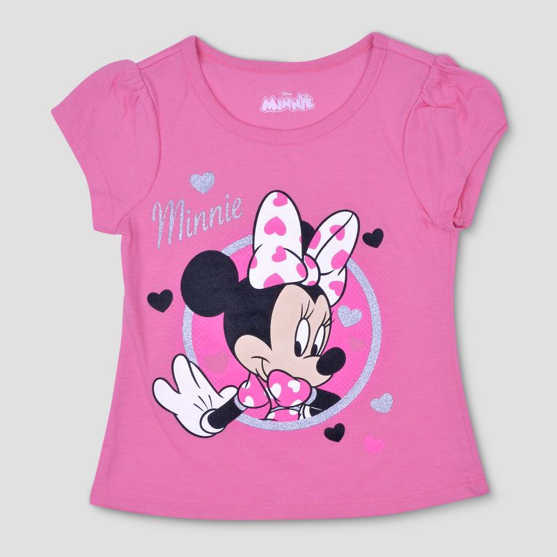 Toddler Girls' 3pk Disney Mickey Mouse & Friends Minnie Mouse Short Sleeve T-Shirt - Pink/White, 4 of 7