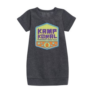 Girls' - SpongeBob SquarePants - Kamp Koral Kamp Koral Logo Badge Graphic Short Sleeve Fleece Dress - 1 of 4