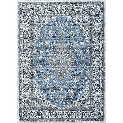 Bohemian Washable Runner Rug, Kitchen Rug, Vintage Floral Print, Non-Slip Backing, Low-Pile Polyester for Bathroom Hallway Entryway