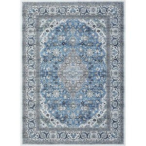 Bohemian Washable Runner Rug, Kitchen Rug, Vintage Floral Print, Non-Slip Backing, Low-Pile Polyester for Bathroom Hallway Entryway - 1 of 4