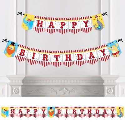 Big Dot of Happiness Carnival - Step Right Up Circus - Carnival Themed Birthday Party Bunting Banner - Birthday Party Decorations - Happy Birthday