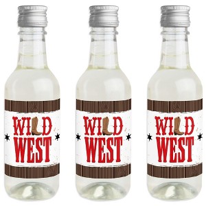 Big Dot of Happiness Western Hoedown - Mini Wine and Champagne Bottle Label Stickers - Wild West Cowboy Party Favor Gift for Women and Men - Set of 16 - 1 of 4