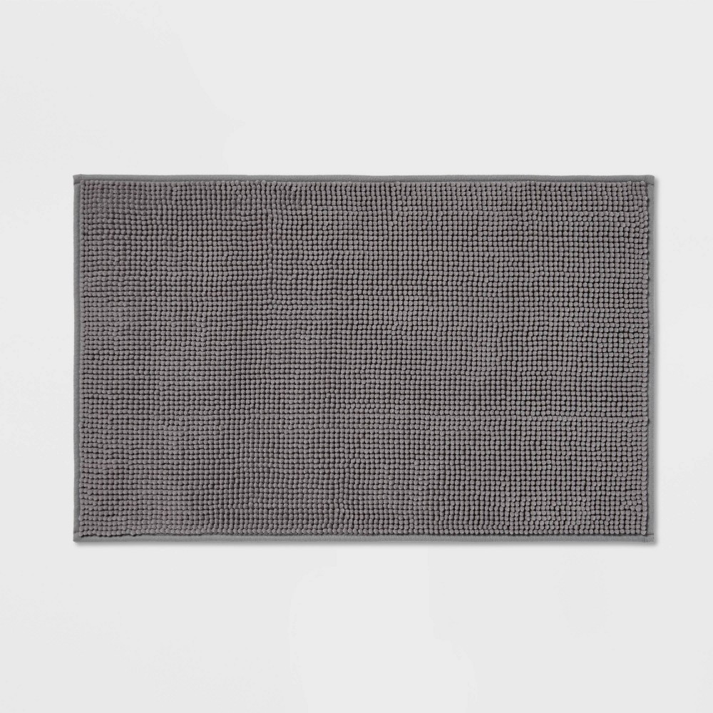 20inx32in Everyday Chenille Bath Rug Dark Gray - Room Essentials™