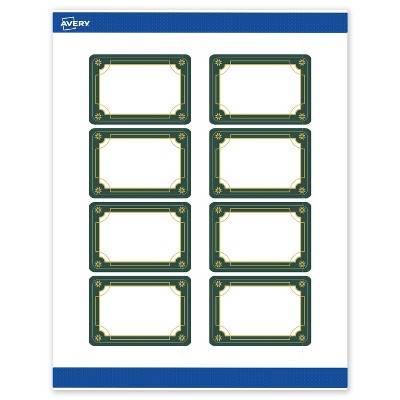 Avery Labels, 2" x 3", Gold-Green Border, Matte, 80ct