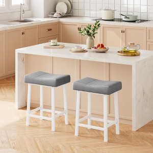 Garvee 24" Backless Barstools Set of 2 - Upholstered Counter Height Stools w/Metal Leg and Footrest, for Kitchen/Home Bar - 1 of 4
