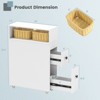 Costway Movable Bathroom Storage Cabinet Narrow Toilet Side Paper Holder w/ 2 Drawers - 3 of 4