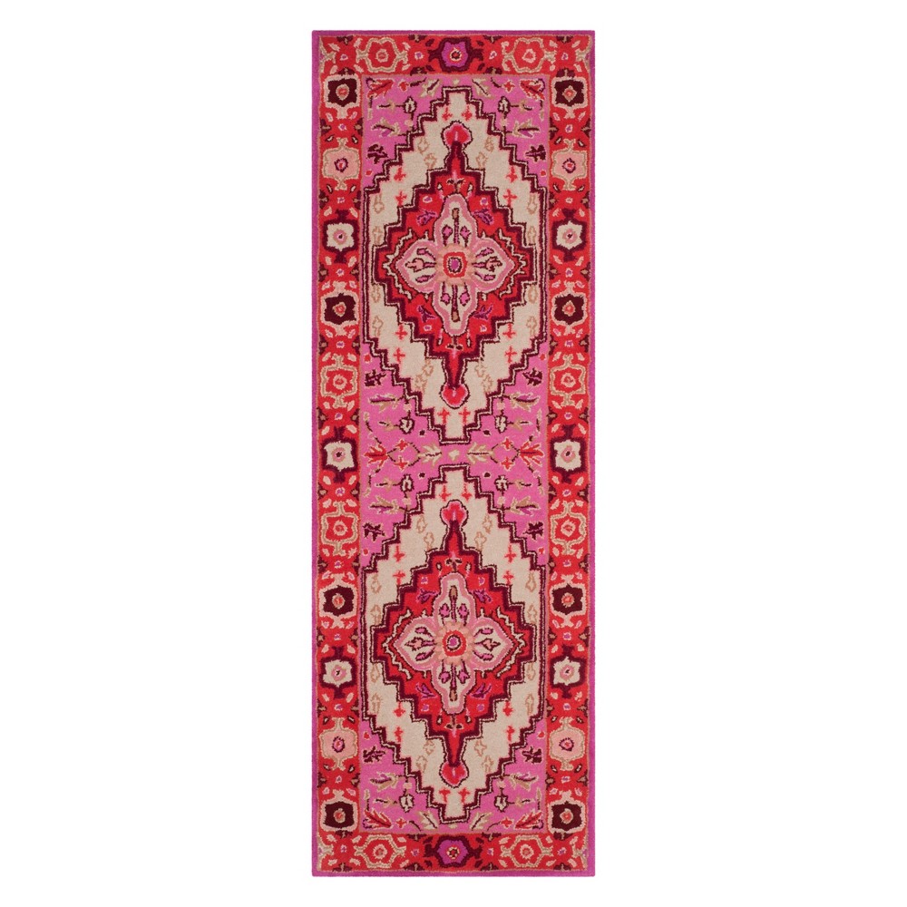 2'3inx11' Medallion Runner Red Ivory/Pink - Safavieh