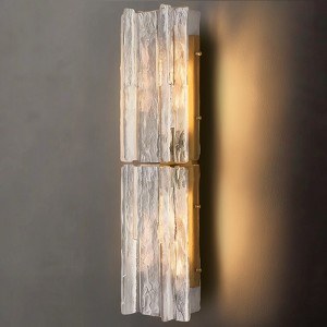CityFurn Modern 30" Gold Large Clear Glass Wall Sconces with Water Ripple - 1 of 4