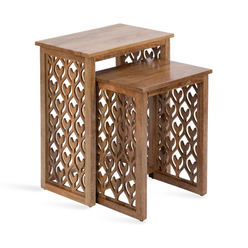 Kate And Laurel Karni Wooden Nesting Tables 2 Piece Natural Target