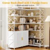 6-Shelf Corner Bookshelf with Ventilate Door, Large L Shaped Etagere Bookcase with Vintage Industrial Metal Frame - 4 of 4