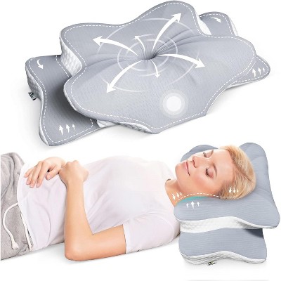 Hooure Cervical Contour Pillow for Neck, Shoulder and Back Pain Relief - Orthopedic Memory Foam Support for Side Sleepers