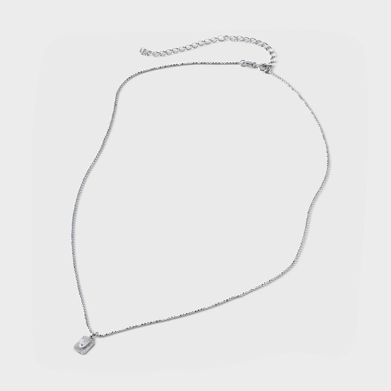 Sterling Silver Radial Initial Tag Chain Necklace - A New Day™ Silver, 4 of 6
