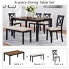 6-Piece Dining Set with Wood Table, 4 Chairs and a Bench for Kitchen, Dining Room - 3 of 4