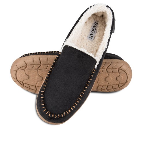 Haggar Men's Indoor/outdoor Microsuede Venetian Slipper - Black Slipper ...