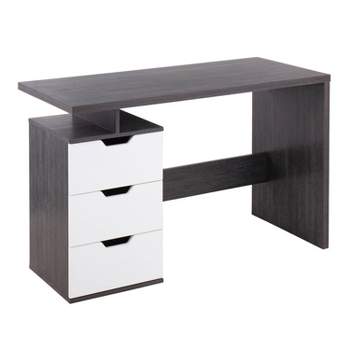 Quinn Contemporary Computer Desk Wood Charcoal/White - LumiSource