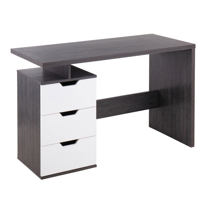 Quinn Contemporary Computer Desk Wood Charcoal/White - LumiSource, 1 of 13