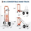 3 in 1 Convertible Hand Truck Dolly, Heavy Duty Steel Cart, 770 lb Capacity, Puncture-Proof Wheels for Home Office Warehouse, Orange - 2 of 4