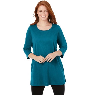 Woman Within Perfect Three-Quarter-Sleeve Scoopneck Tunic