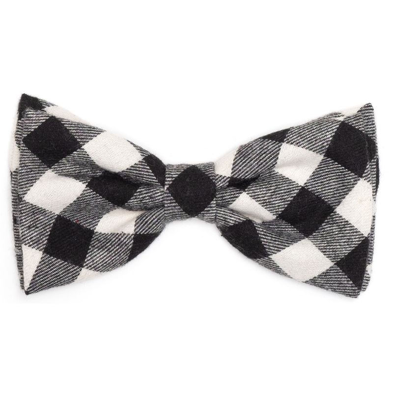 The Worthy Dog Black/Off White Buffalo Plaid Bow Tie Adjustable Collar Attachment Accessory, 1 of 3