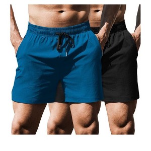COOFANDY Men's Running Athletic Shorts 5 Inch 2 Pack Gym Workout Shorts Fitted Exercise Hiking Shorts with Zipper Pocket - 1 of 4