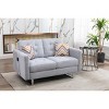 VYNXARIA 53.5" Light Gray Linen Fabric Loveseat with Metal Legs, Side Pockets, and Pillows - 2 of 4